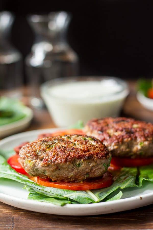 Paleo Lamb Burgers with Dairy Free Tzatziki {Whole30}