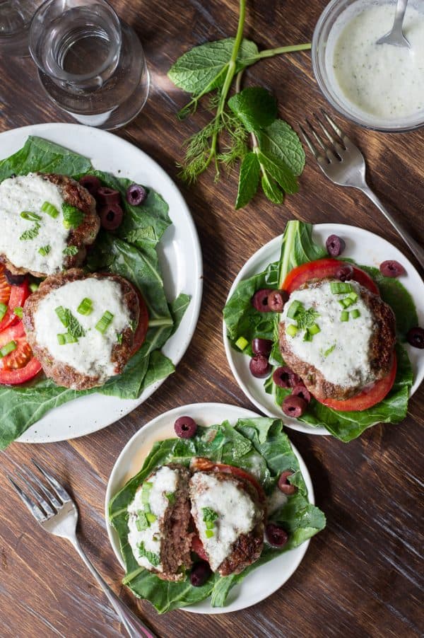 Paleo Lamb Burgers with Dairy Free Tzatziki {Whole30}