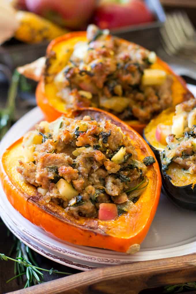 Caramelized Onion Sausage Stuffed Acorn Squash {Paleo ...