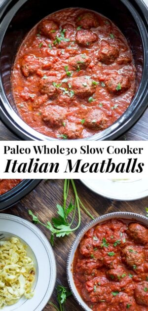 Paleo Slow Cooker Meatballs in Marinara Sauce {Whole30}