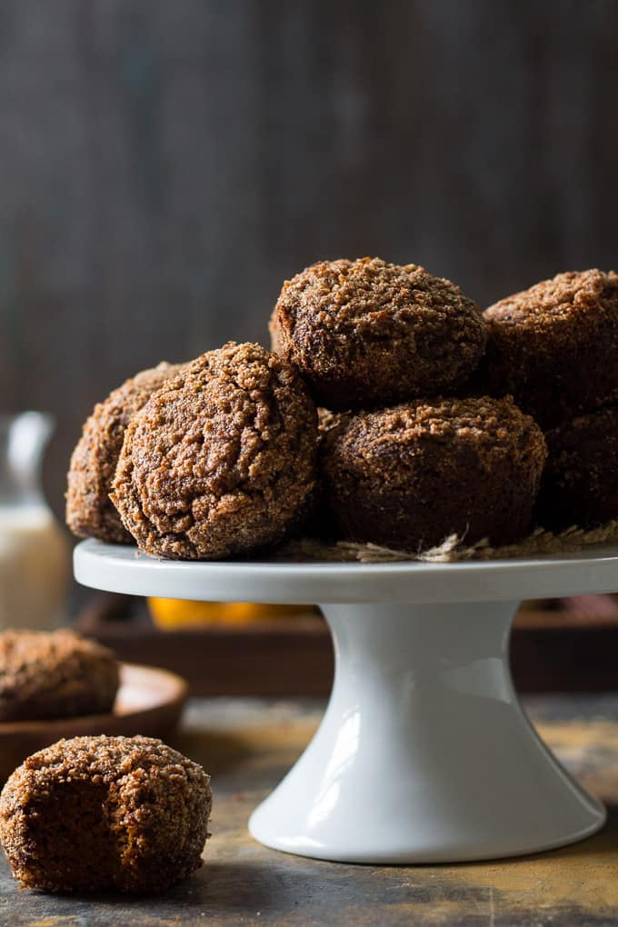 pumpkin gingerbread paleo coffee cake muffins