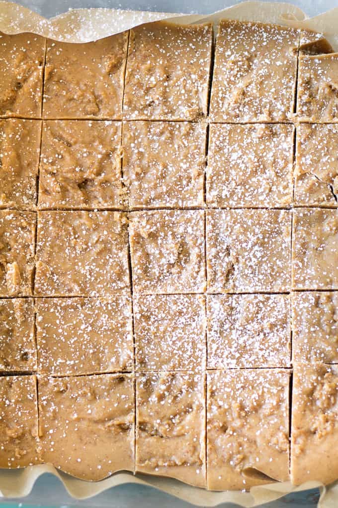 This creamy, rich and sweet Vanilla Sugar Cookie Dough Fudge is secretly healthy for you but you'd never guess! Paleo and vegan sugar cookie dough is swirled through vanilla fudge, then chilled to achieve the perfect texture. Great for the holidays or anytime!