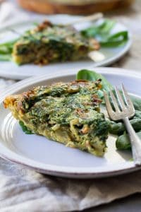 Paleo & Whole30 Spinach Quiche with Bacon Mushrooms and Onions