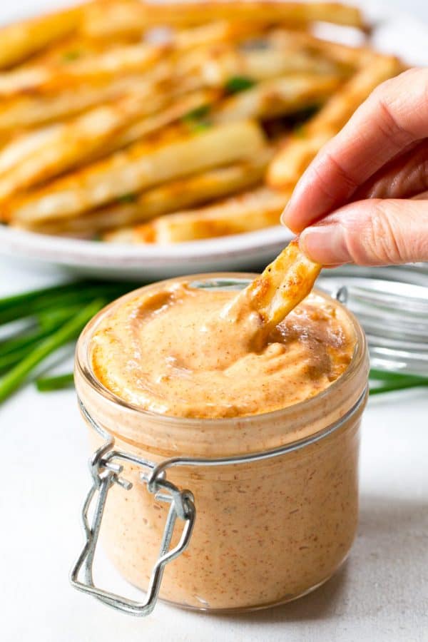 Baked French Fries with Chipotle Ranch Dip {Paleo & Whole30}