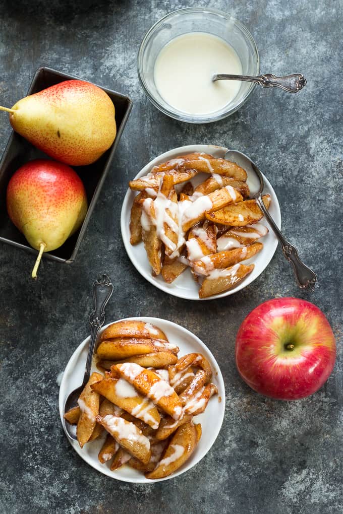 Incredibly easy and delicious Sautéed Apples & Pears with Cinnamon and Coconut Butter that's Paleo, Vegan, and Whole30 compliant. No added sugar or sweeteners, dairy free, gluten free.