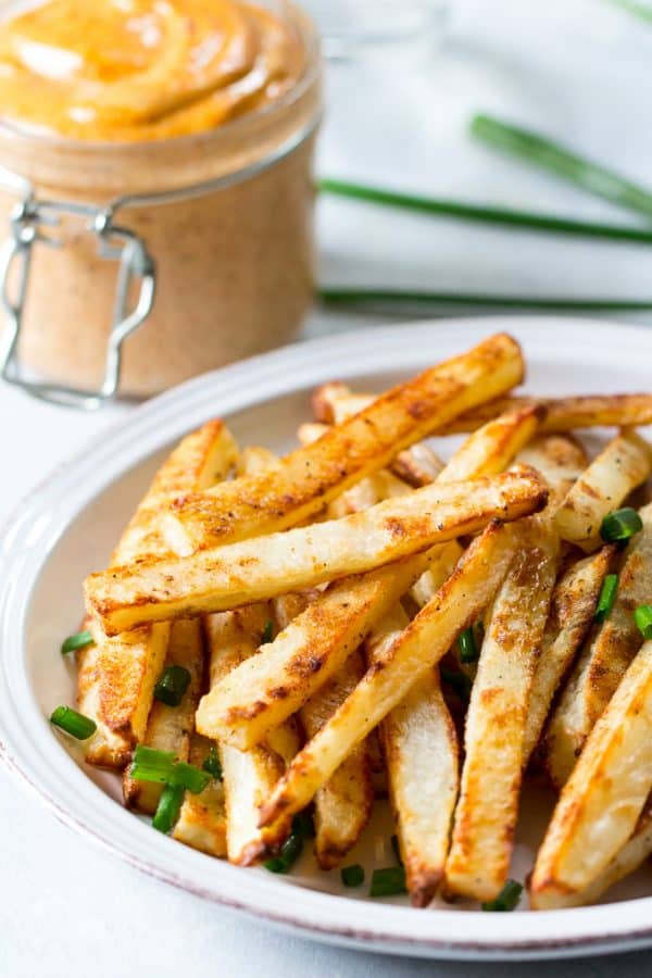 Baked French Fries with Chipotle Ranch Dip {Paleo & Whole30}