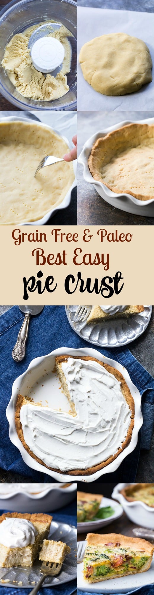 The best easy paleo pie crust for your favorite dessert pies or savory pies and quiches! The dough comes together in minutes in a blender and is gluten free, grain free, dairy free, family approved, and very versatile.