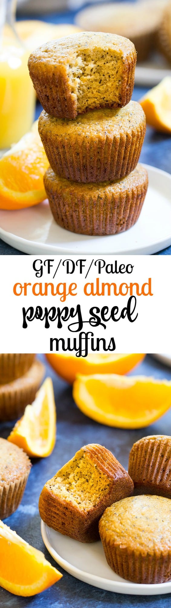 These orange almond poppy seed muffins are the perfect sweet addition to your breakfast and make great snacks too. Perfectly moist, sweet and packed with flavor and a hint of spice, you won't believe they're gluten free, dairy free, and paleo!