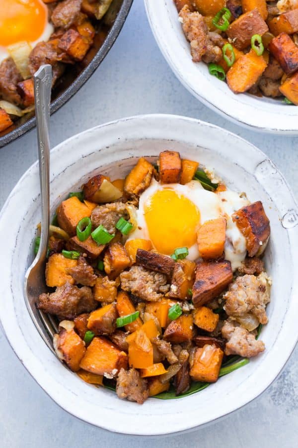 Sweet Potato Hash with Sausage and Eggs {Paleo & Whole30} The Paleo