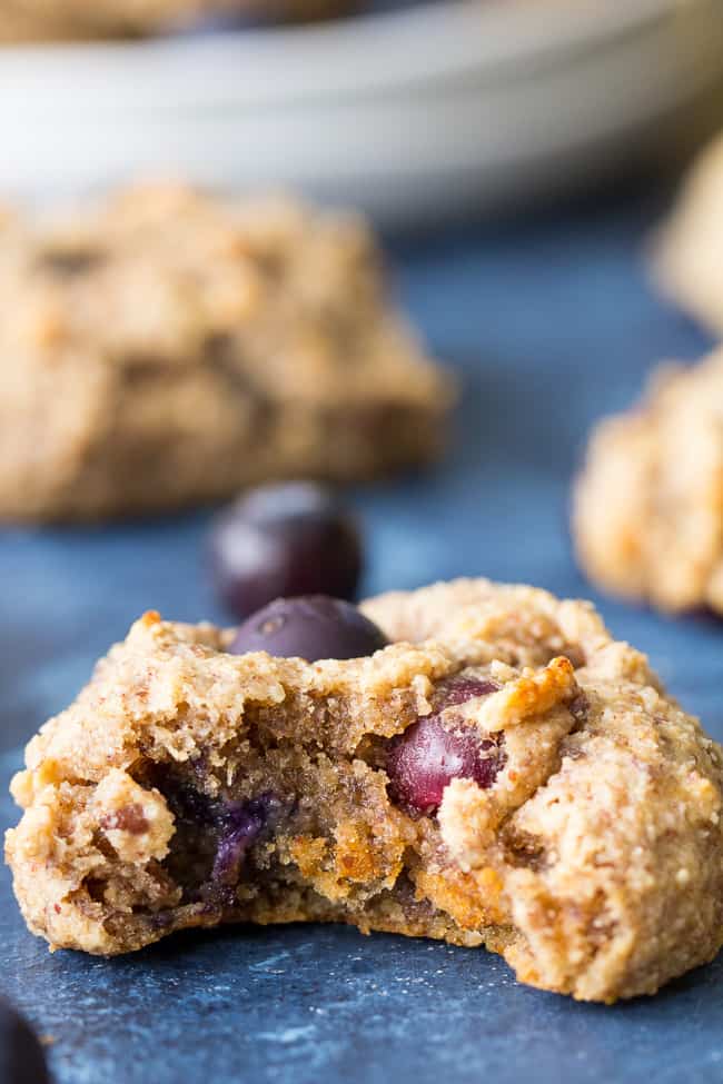 These banana blueberry breakfast cookies are perfectly chewy and irresistible with just the right amount of sweetness! Perfect to go with breakfast or as an afternoon snack. They're gluten free, grain free, vegan and Paleo friendly.