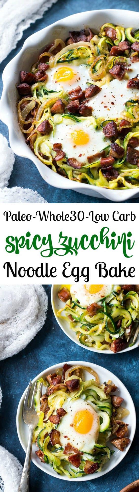 Spicy Zucchini Noodle Egg Bake {Paleo & Whole30}
