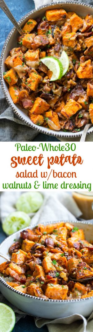 Sweet Potato Salad with Bacon and Lime Vinaigrette {Paleo & Whole30}