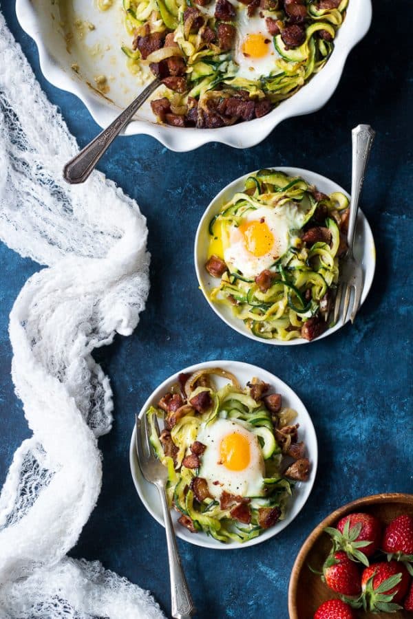 Spicy Zucchini Noodle Egg Bake {Paleo & Whole30}