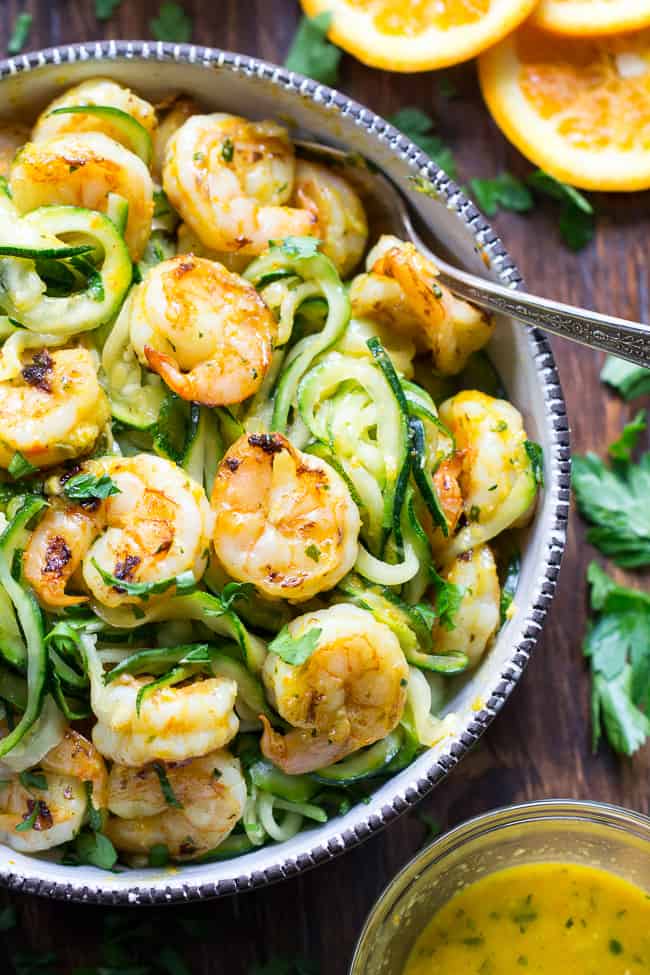 citrus grilled shrimp and zoodles {paleo, whole30}