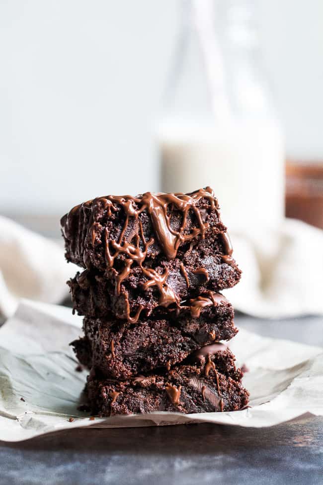 These are the most delicious fudgy paleo and vegan brownies that you'll ever make! Raw cacao, unsweetened chocolate and chocolate chunks make them extra chocolatey with rich flavor and chewy fudge-like texture. Kid approved, gluten-free, dairy-free and great when you need a healthy chocolate indulgence!
