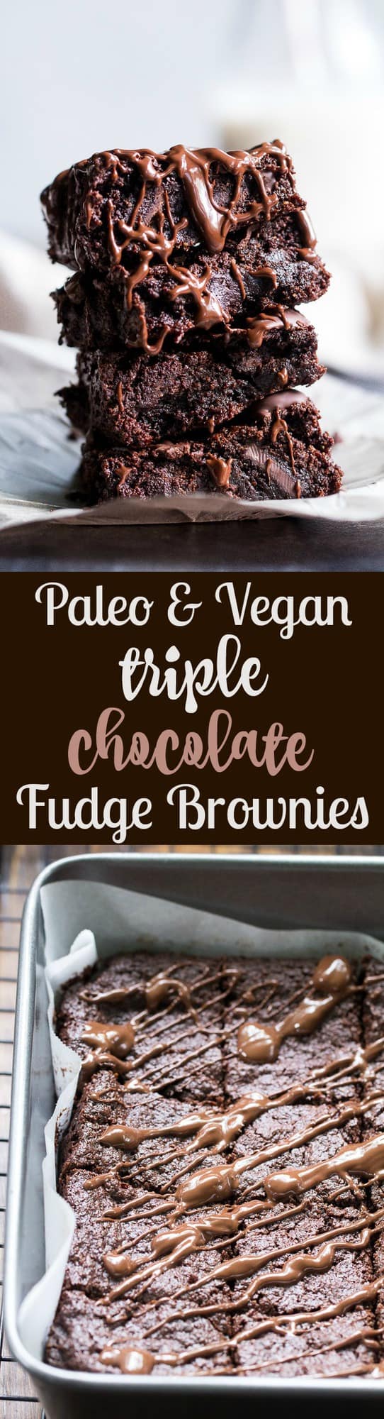 These are the most delicious fudgy paleo and vegan brownies that you'll ever make! Raw cacao, unsweetened chocolate and chocolate chunks make them extra chocolatey with rich flavor and chewy fudge-like texture. Kid approved, gluten-free, dairy-free and great when you need a healthy chocolate indulgence!