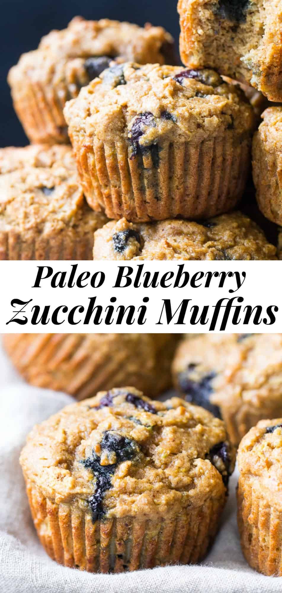 Tender, moist and hearty paleo blueberry zucchini muffins that everyone will love! The right combination of grain free flours gives them classic texture and unrefined coconut sugar adds the right amount of sweetness. Gluten free, dairy free, kid approved and great for healthy breakfasts, brunches and snacks. #paleo #glutenfree #zucchini #muffins #healthy #cleaneating 