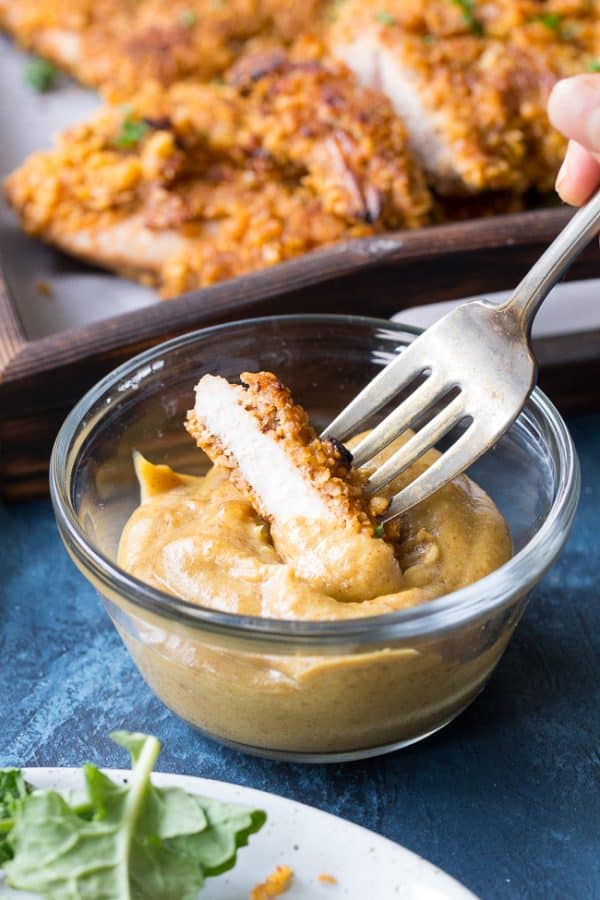 Walnut Crusted Turkey Cutlets Cutlets with "Honey" Mustard {Whole30}