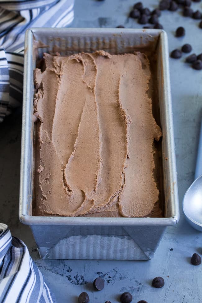 This no-churn chocolate coconut milk ice cream is so rich and creamy that you'd never guess it's vegan and paleo!  Almond butter adds creaminess to the texture and raw cacao plus pure maple syrup give this coconut milk ice cream a rich dark chocolate flavor.  Dairy-free, soy free, easy to make and so delicious!