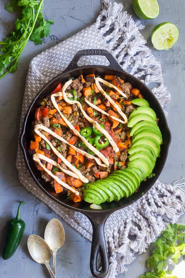 Loaded Taco Sweet Potato Skillet {Paleo, Whole30} - The Paleo Running Momma