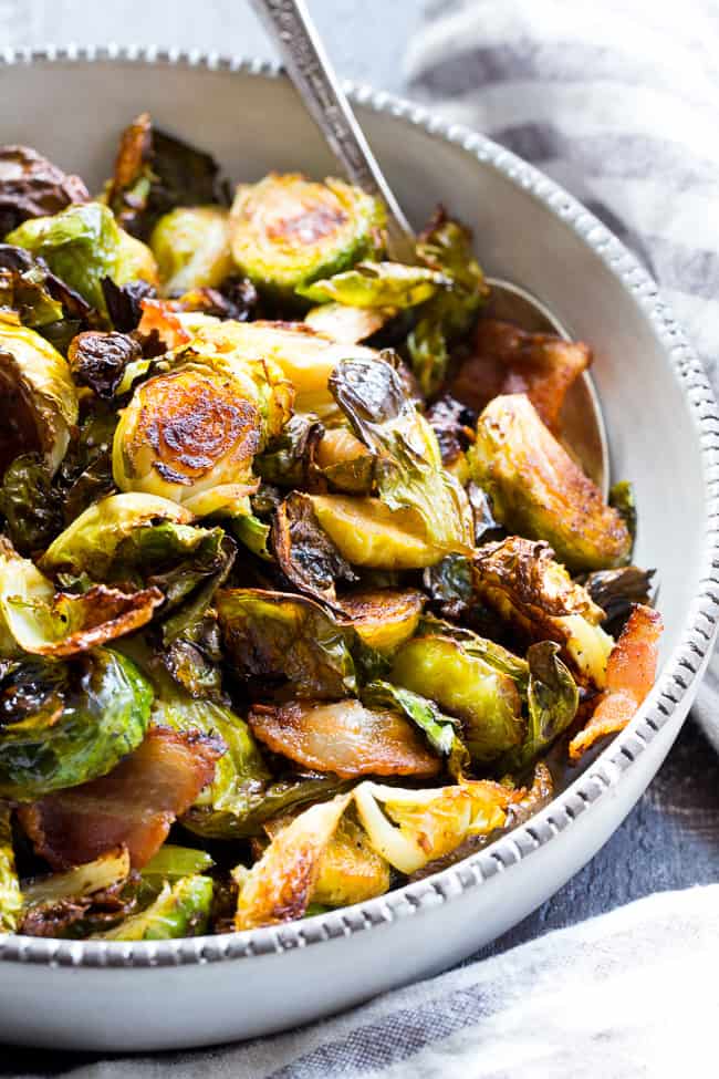 Garlic Balsamic Roasted Brussels Sprouts with Bacon {Paleo, Whole30 ...