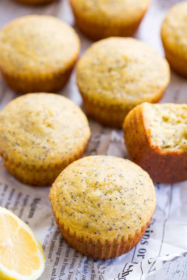 These Lemon Poppy Seed Muffins are tender, moist and full of sweet citrus flavor.  Drizzle them with a coconut glaze for a fun and tasty brunch treat or afternoon snack.  They're fast, easy, grain free, dairy free, paleo, and family approved!