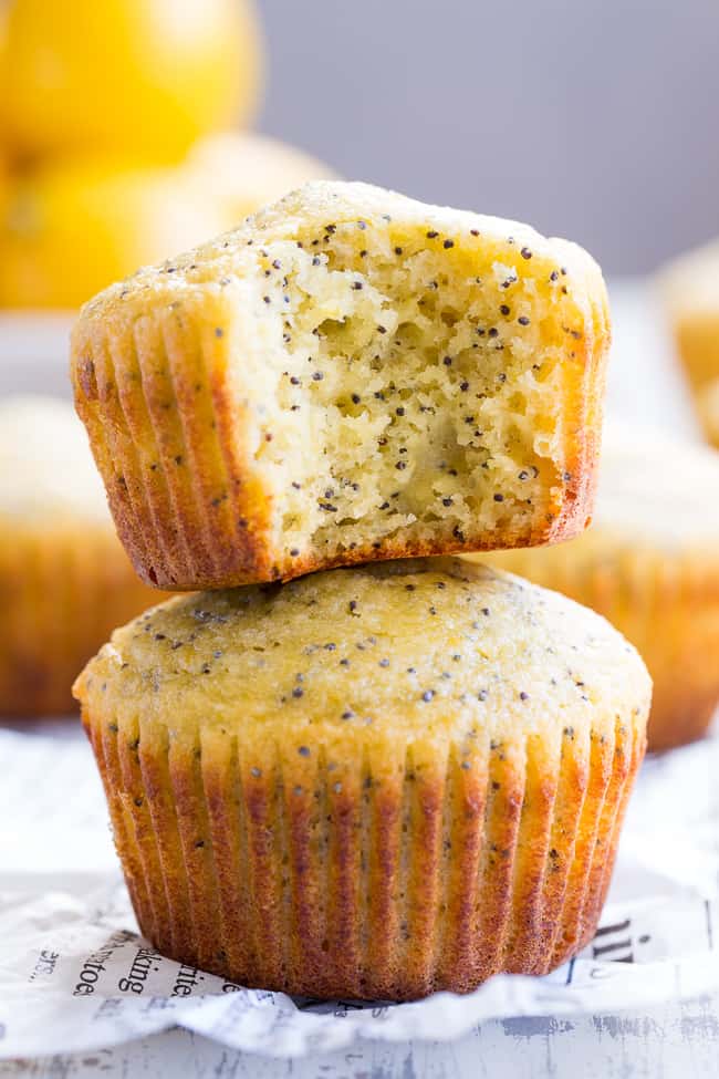 These Lemon Poppy Seed Muffins are tender, moist and full of sweet citrus flavor.  Drizzle them with a coconut glaze for a fun and tasty brunch treat or afternoon snack.  They're fast, easy, grain free, dairy free, paleo, and family approved!
