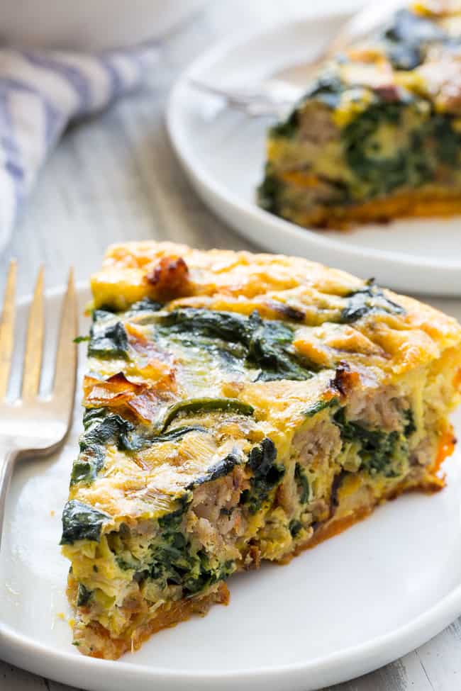 sausage, leek, and spinach quiche {paleo, whole30}