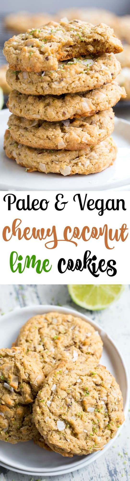 These paleo and vegan lime coconut cookies are packed with flavor, super chewy, sweet and perfect for spring and summer gatherings!  They're family approved, gluten-free, dairy-free, egg free and seriously addicting.