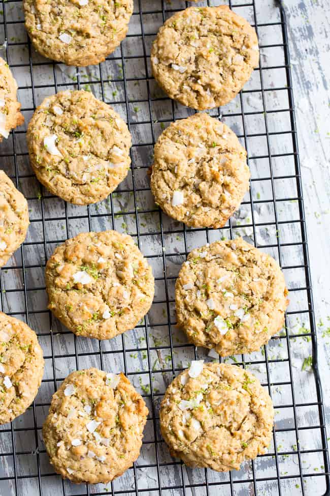 These paleo and vegan lime coconut cookies are packed with flavor, super chewy, sweet and perfect for spring and summer gatherings!  They're family approved, gluten-free, dairy-free, egg free and seriously addicting.