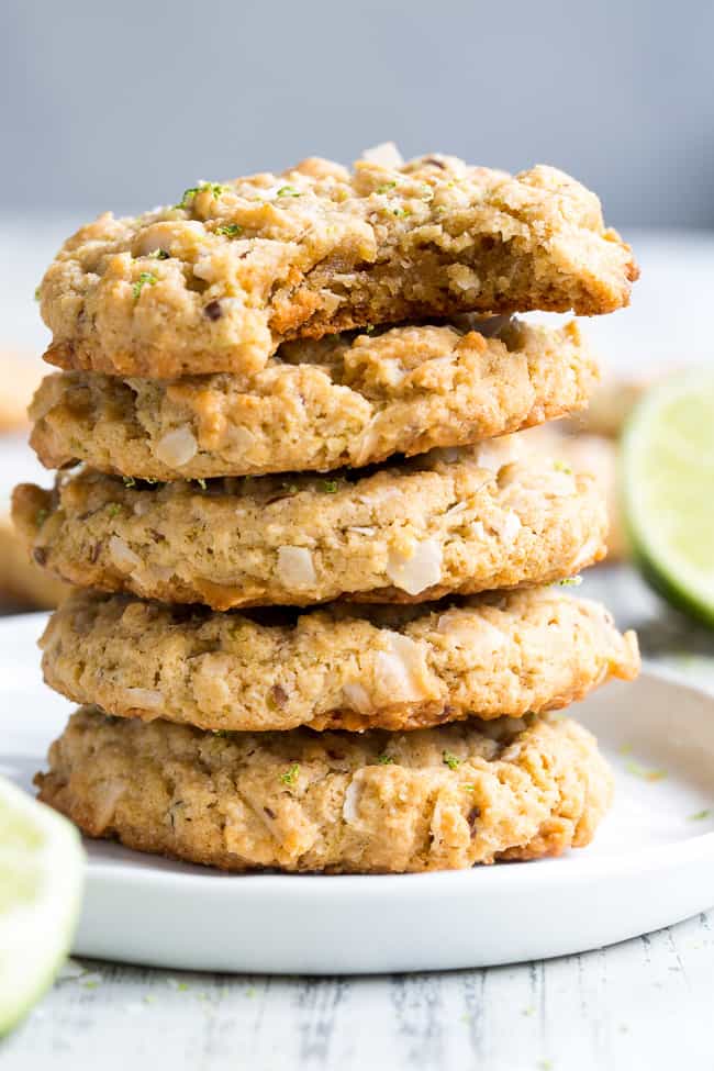 These paleo and vegan lime coconut cookies are packed with flavor, super chewy, sweet and perfect for spring and summer gatherings!  They're family approved, gluten-free, dairy-free, egg free and seriously addicting.