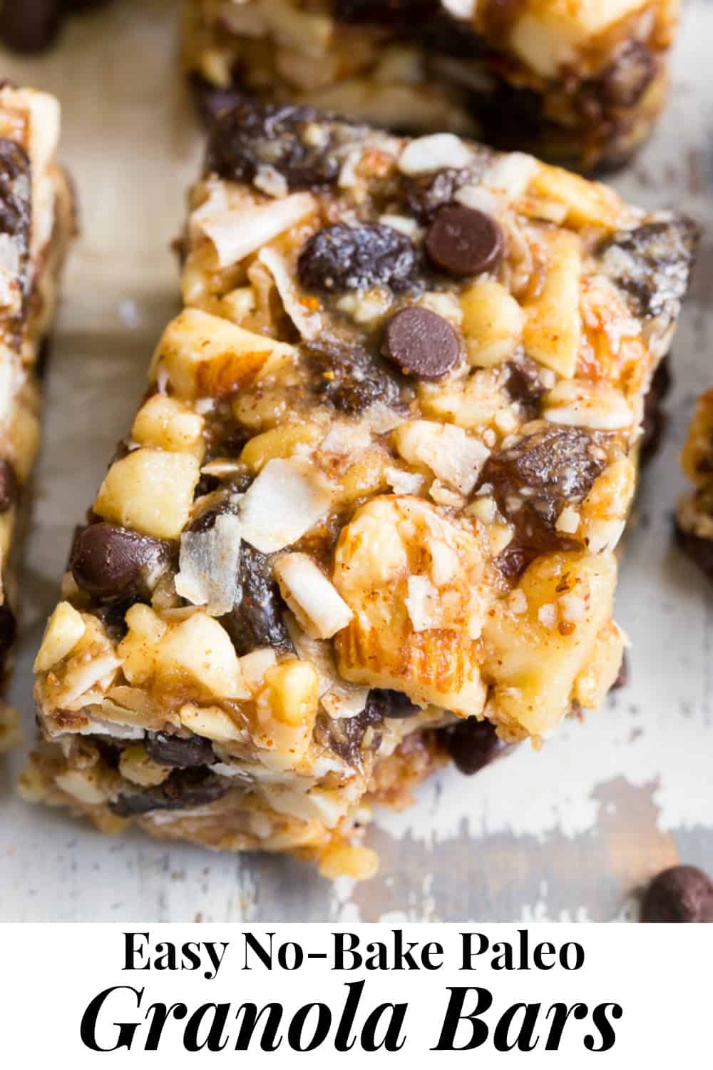 No Bake Granola Bars with Raisins and Chocolate Chips {Grain Free