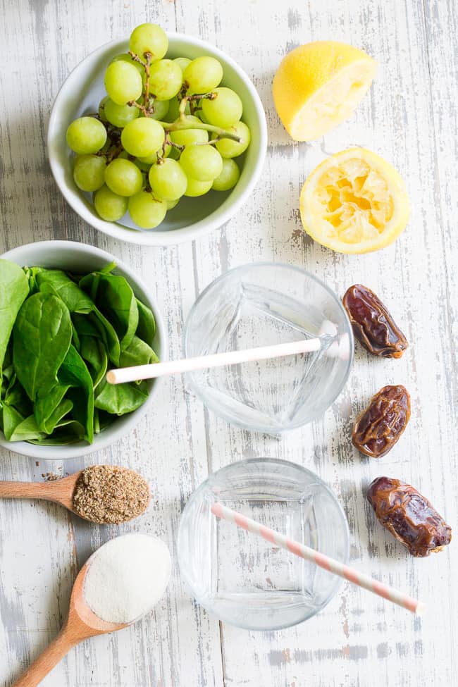 This creamy and refreshing paleo green smoothie has it all!  It's sweetened with fruit only, packs in the veggies and is even kid approved!  Add your favorite protein powder or collagen to make it either paleo or vegan.  