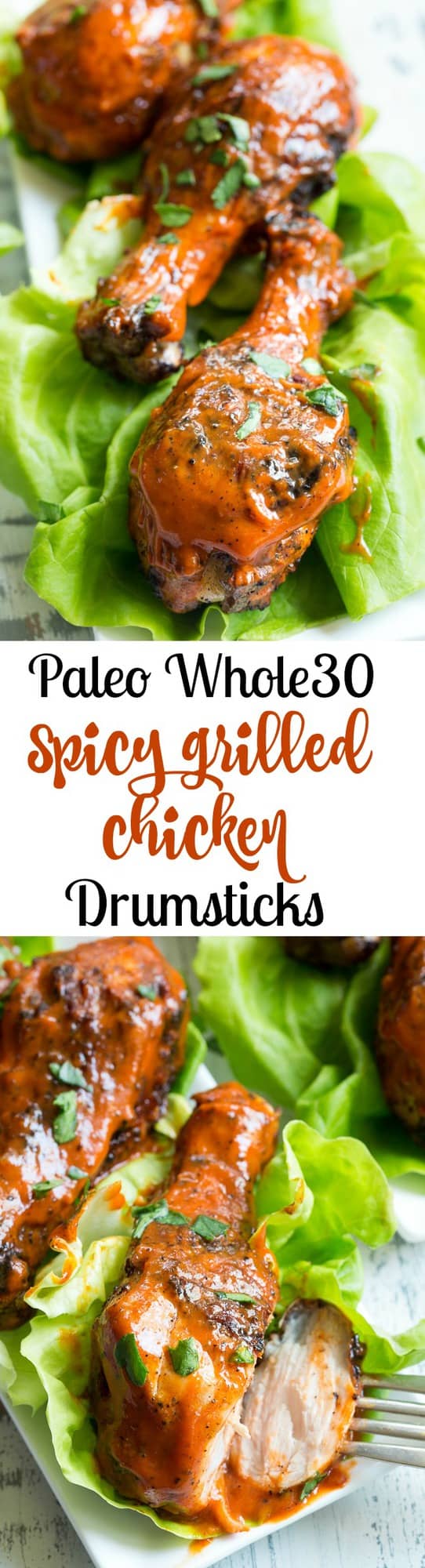 These spicy chicken drumsticks are perfectly seasoned, grilled, and tossed in a spicy, flavor-packed sauce!  Perfect for grilling season (or anytime of year!), family friendly, gluten-free, Paleo and Whole30 compliant. 