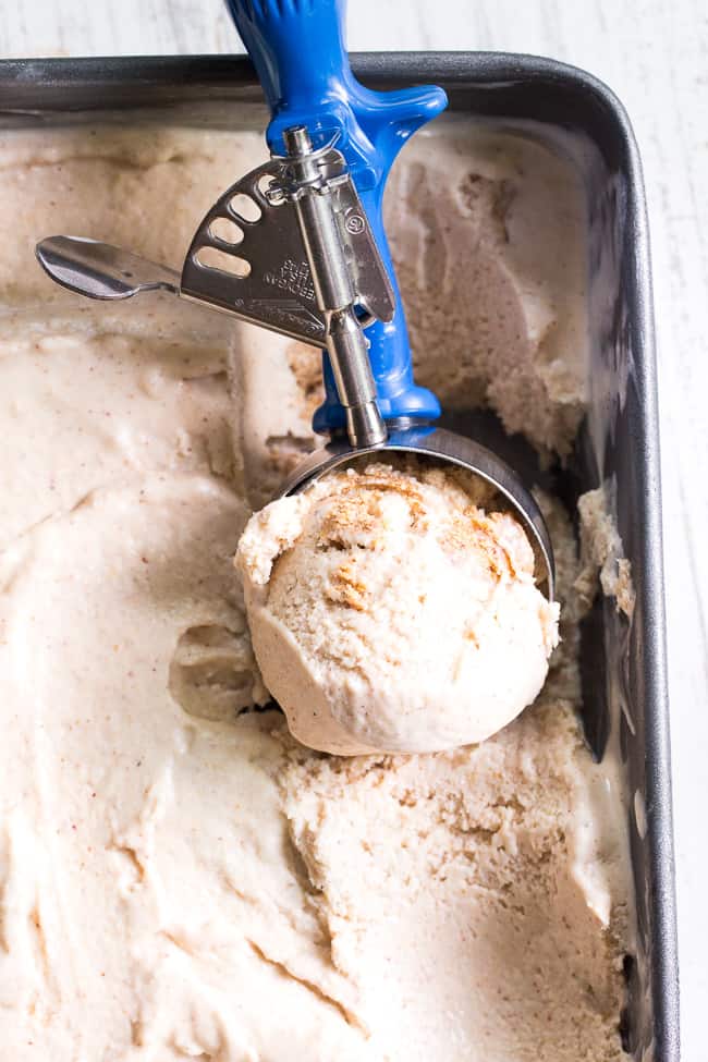 This no-churn almond butter fudge ice cream has a creamy almond butter coconut milk base and is loaded with chunks of almond butter fudge!  It's rich yet made with good-for-you ingredients and contains no refined sugar.  This easy to make ice cream is dairy-free, egg free, vegan and paleo.