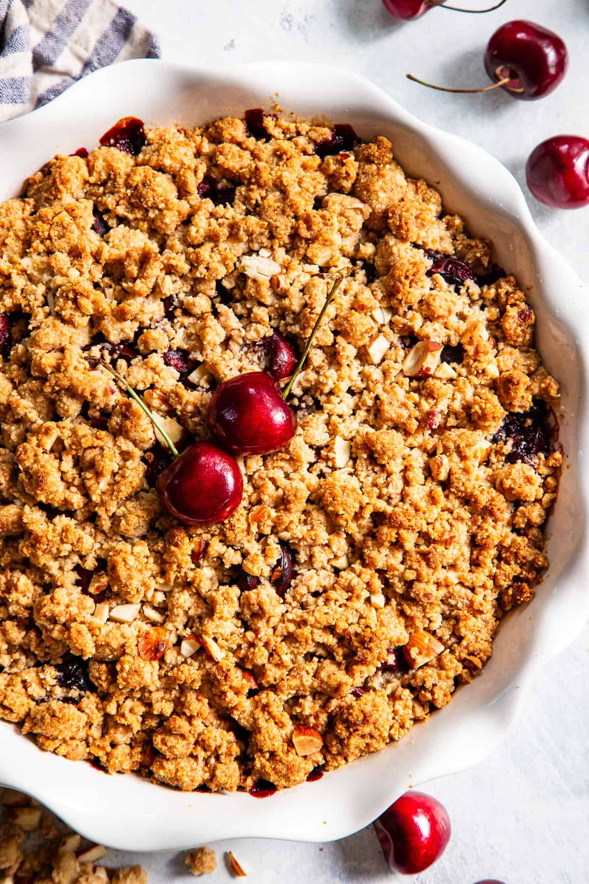 Cherry Crisp (Gluten Free, Paleo + Easy Almond Flour Crisp)