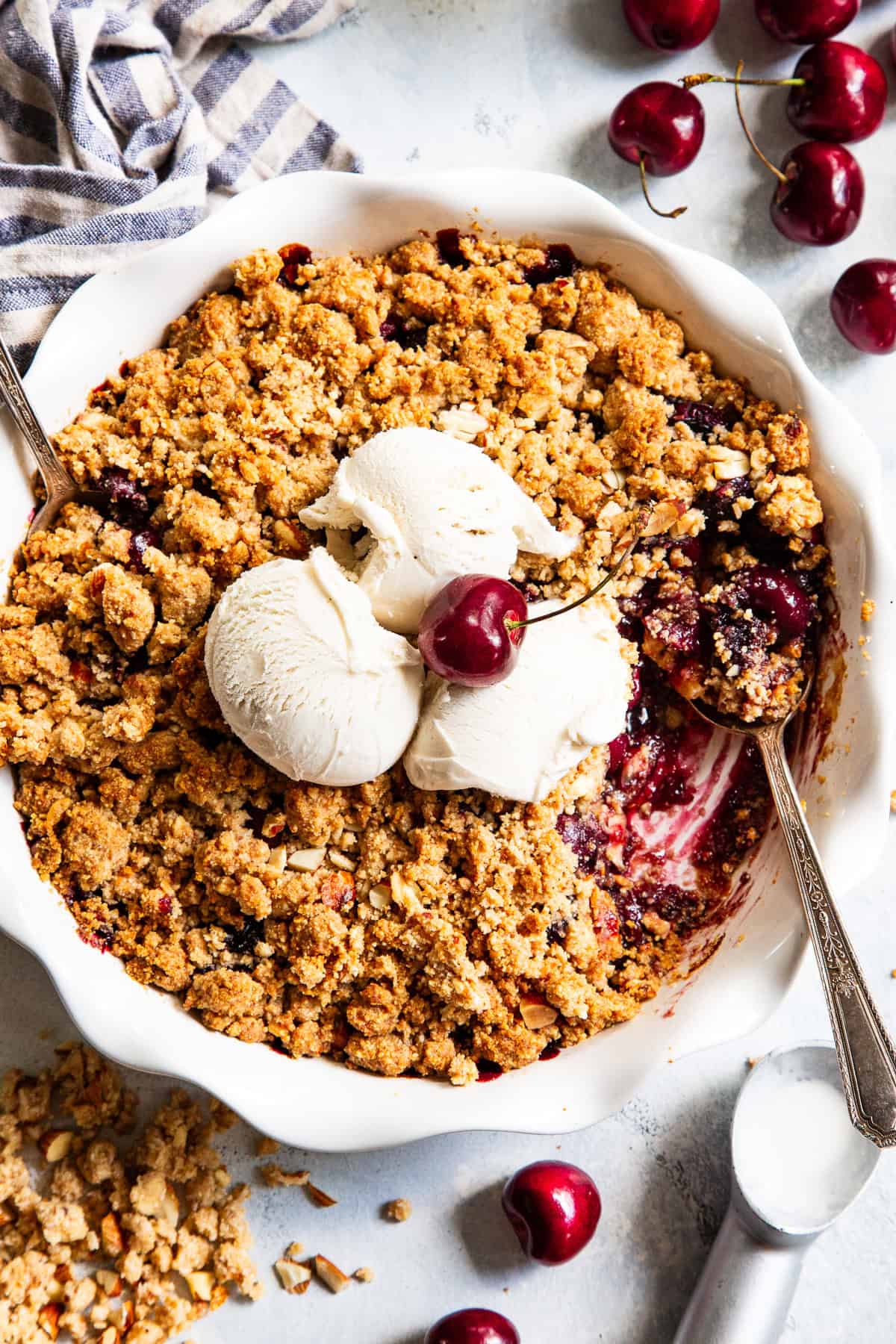 Cherry Crisp (Gluten Free, Paleo + Easy Almond Flour Crisp)