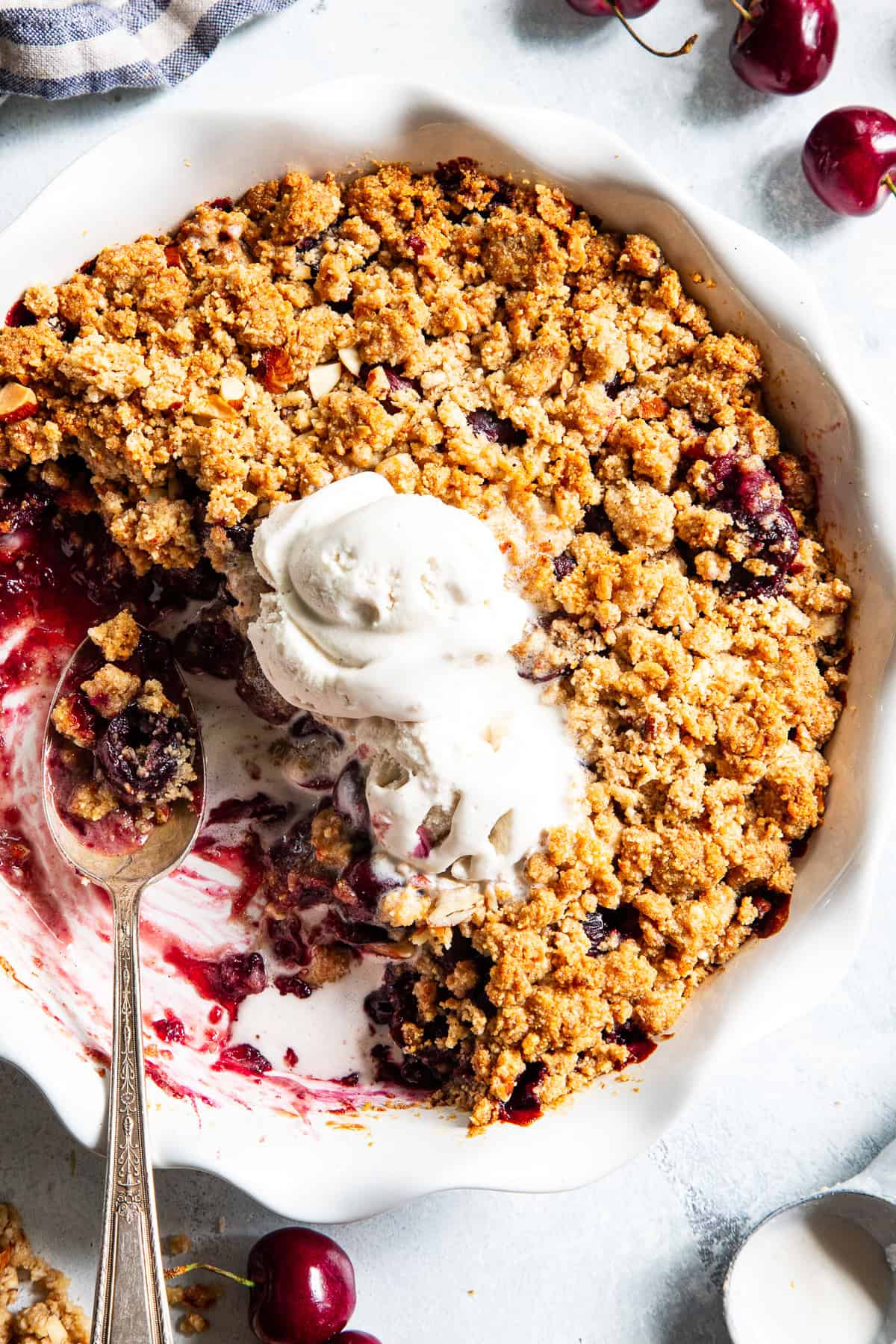 Cherry Crisp (Gluten Free, Paleo + Easy Almond Flour Crisp)
