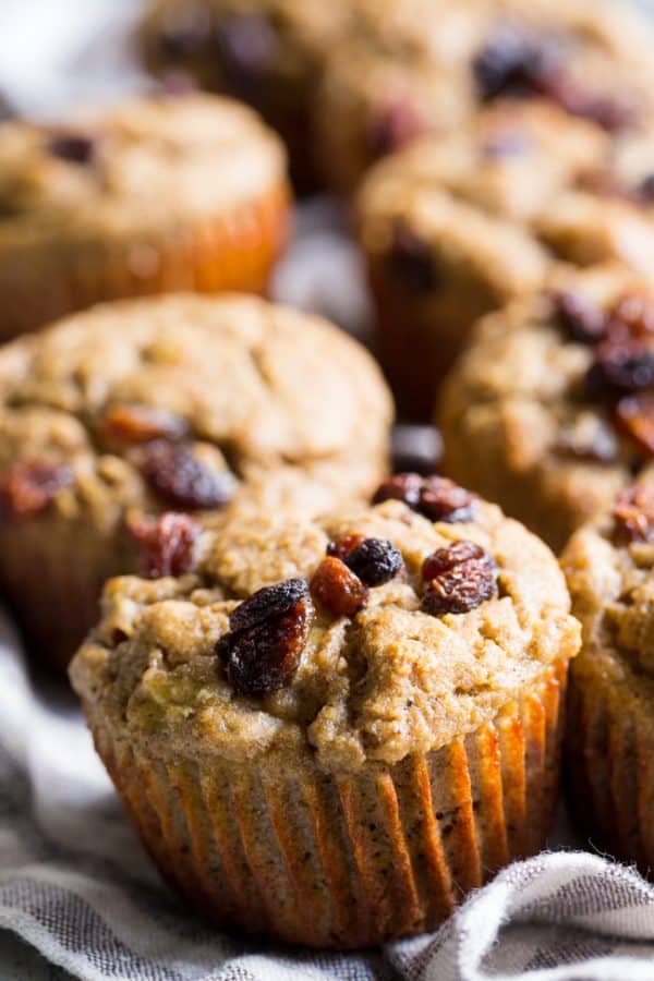 Cinnamon Raisin Banana Muffins {Paleo, No Added Sugar}
