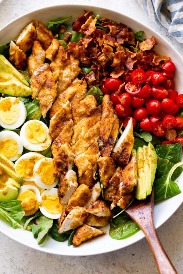 Crispy Chicken Salad with Honey Mustard {Paleo, Whole30 Option}
