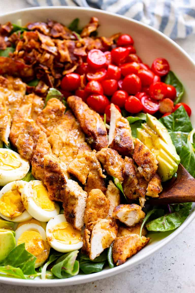Crispy Chicken Salad with Honey Mustard {Paleo, Whole30 Option}