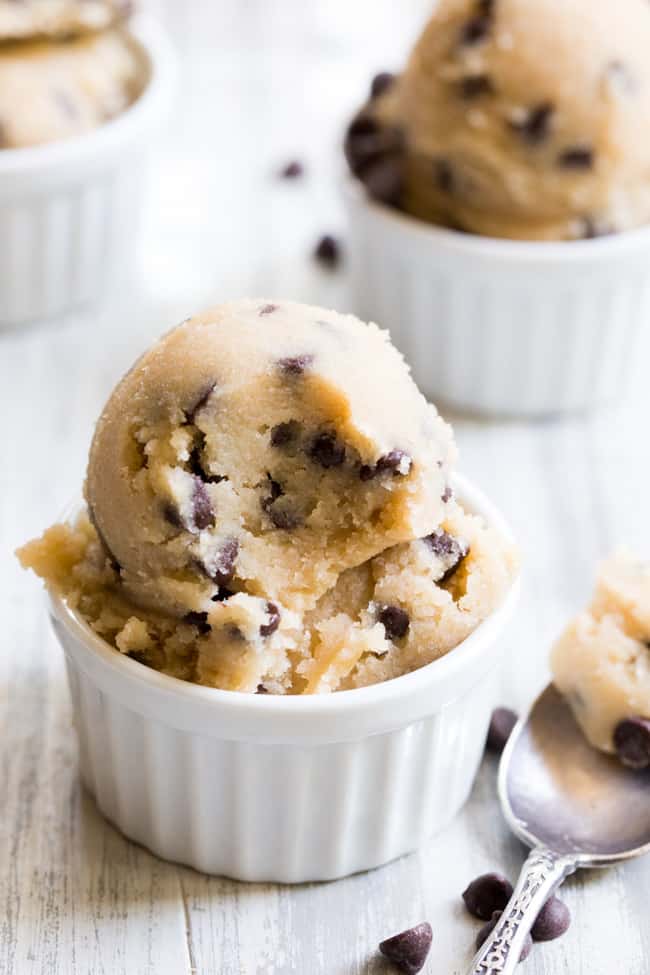 After many taste tests I've come up with the best paleo edible cookie dough recipe that also happens to be vegan!  It's a family favorite, takes just 5 minutes, and can be rolled into cookie dough balls if desired.  Gluten-free, dairy-free, paleo and vegan. 