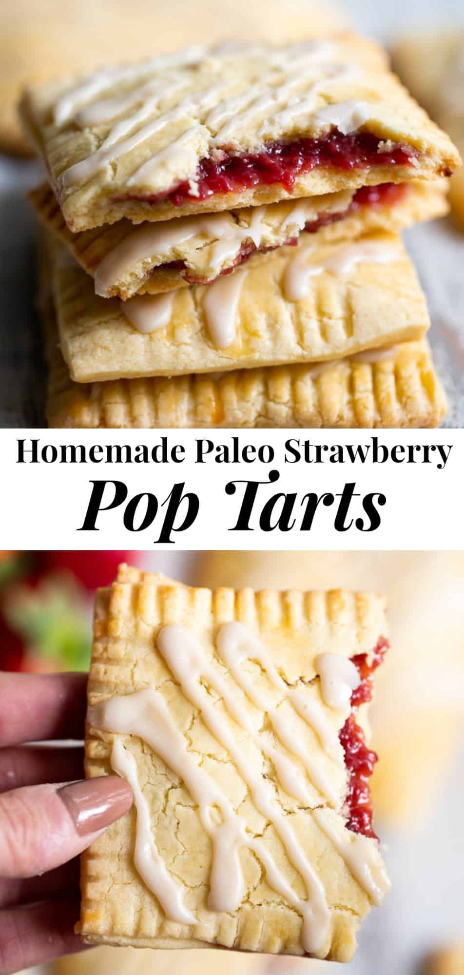 These strawberry homemade pop tarts have passed all the tests!  Gooey maple-sweetened strawberry filling in a flaky grain free pastry crust with a dairy free option.  Gluten-free, paleo, kid approved, fun to make and freezable! #paleo #glutenfree #poptarts