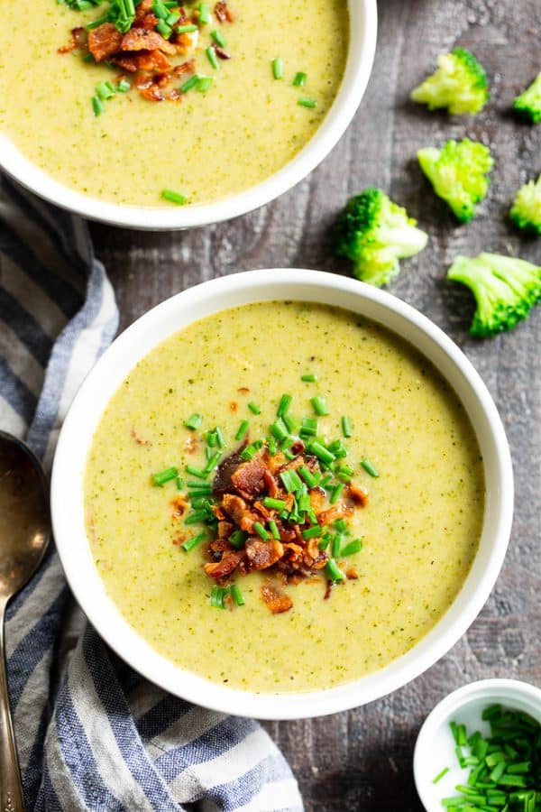 Creamy Broccoli Soup with Bacon {Paleo, Whole30}