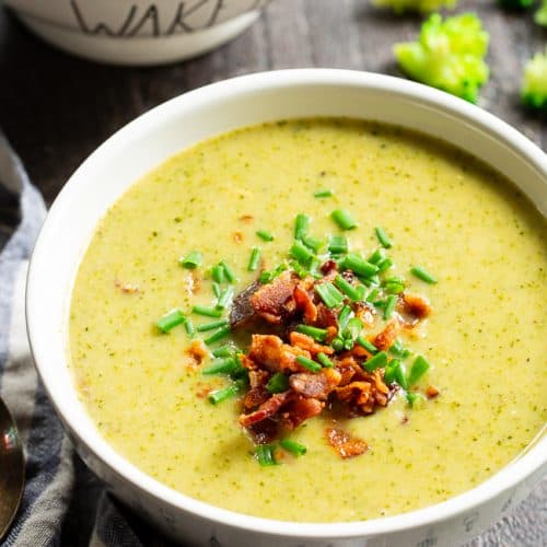 Creamy Broccoli Soup with Bacon {Paleo, Whole30}