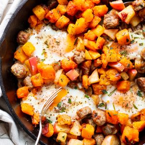 Butternut, Apple, and Chicken Sausage Hash {Paleo, Whole30}