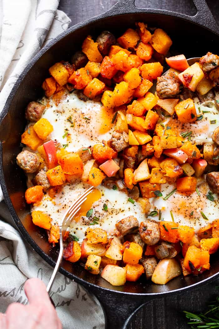 Butternut, Apple, and Chicken Sausage Hash {Paleo, Whole30}