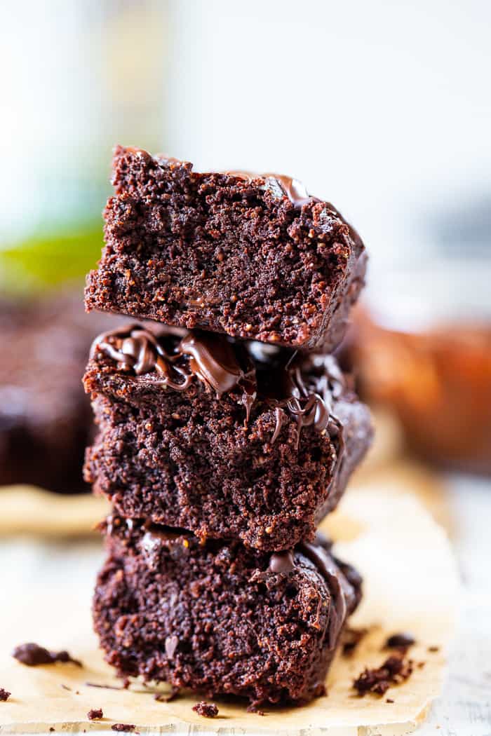 These triple chocolate olive oil brownies are made with no flour, refined sugar or butter and have a deep, rich flavor and texture thanks to Bertolli Organic Extra Virgin Olive Oil and quality chocolate. They’re grain free, dairy-free, and paleo.  #Bertolli #TheRecipeIsSimple #evoo #QualityOliveOil #ad