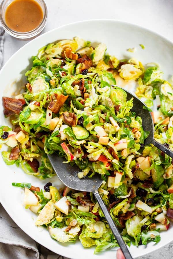 Brussels Sprouts Salad with Bacon & Apple Vinaigrette {Whole30}