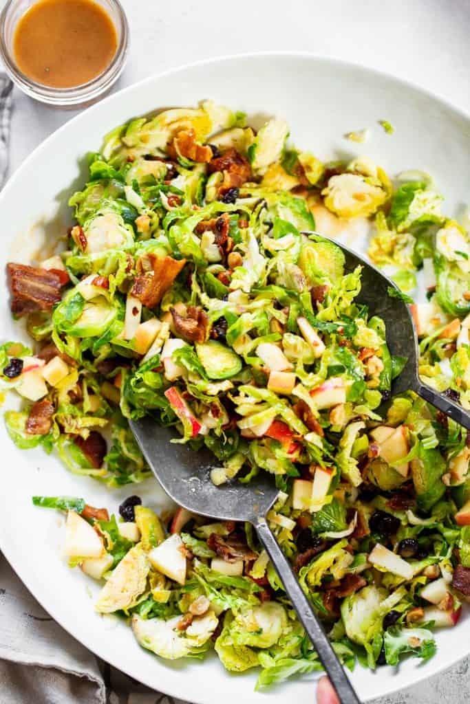 Brussels Sprouts Salad with Bacon & Apple Vinaigrette {Whole30}